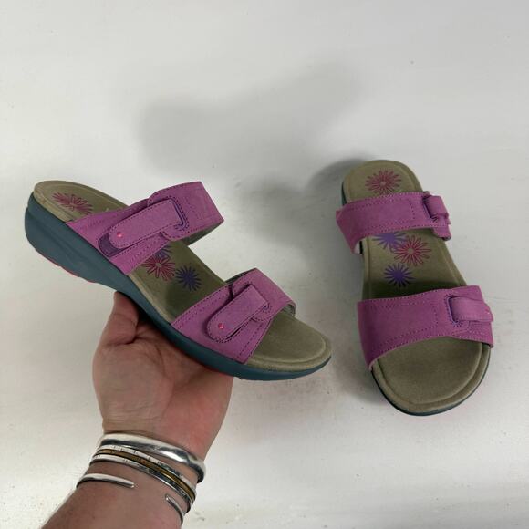 Dansko Comfort Sandals Women's 8 Pink Purple Suede Slip-On Adjustable Straps - Picture 1 of 10